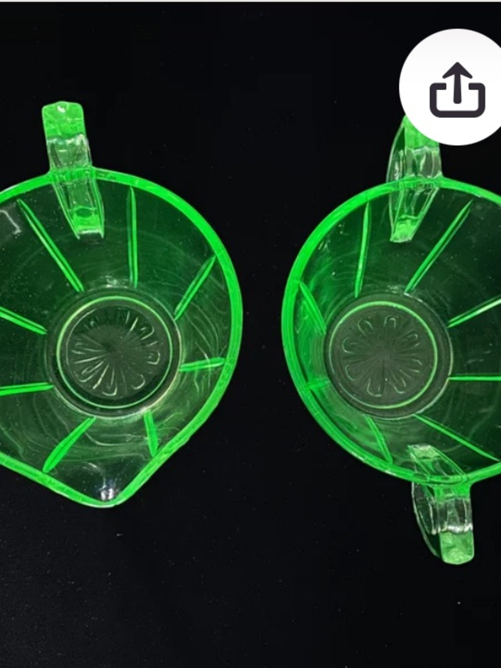 Vintage green Uranium glass sugar and cream set